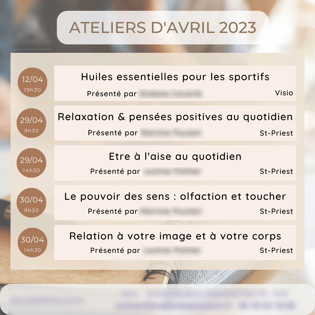 MBBE insta publi- atelier presentiel avril 2023 Atelier Doterra zen et santé